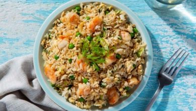 طرز تهیه میگو پلو با کشمش (با فوت و فن بوشهری)